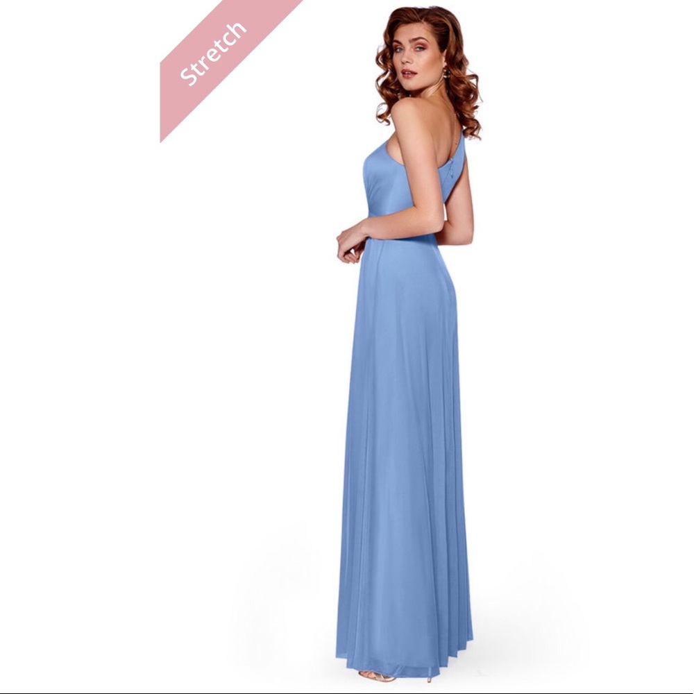 Azazie Brooke One Shoulder in Steel Blue. Is not maternity but can be (see pics) - Picture 2 of 8